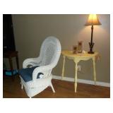 Wicker chair and half round table