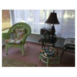 Wicker chair and ottoman