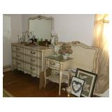 Vintage French Provencal dresser, night stand and 2 twin bed frames