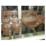 Depression glass bowl and desert bowls