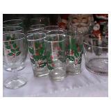 Christmas holly glass