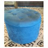 Cool Blue Retro Ottoman