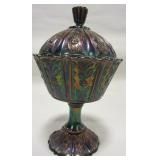Fenton Carnival glass compote