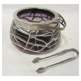 Bohemian glass sugar bowl