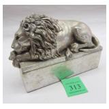 COMPOSITION BOX WITH LION LID. 6" WIDE, MADE IN CHINAPhoto Description