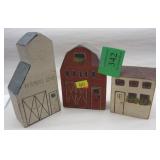 AMERICANA WOOD BUILDINGS. TALLEST IS 4.25"Photo Description