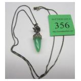 925 ITALIAN CHAIN WITH PENDANT IN THE FORM OF A ROSE WITH GREEN "VASE"Photo Description