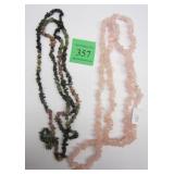 ROSE QUARTZ NECKLACE AND MULTI COLORED STONE NECKLACE WITH JADE, CITRINE, PERIDOT, Photo Description