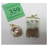 TWO STONE GEODE CRYSTAL PENDANTSPhoto Description