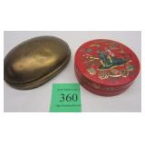 CHINESE TIN AND OVAL METAL BOXPhoto Description