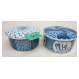 TWO BLUE AND WHITE PORCELAIN DRESSER BOXESPhoto Description