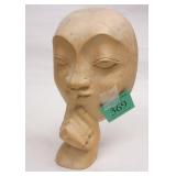 WOOD FACE "QUIET" SCULPTURE 6.75" TALLPhoto Description