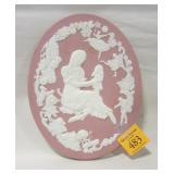 PINK JASPERWARE PLAQUE, NO HANGER. 8.5"
