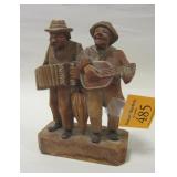 UNSIGNED GERMAN CARVED WOOD FIGURES OF MUSICANS. 4" WIDE
