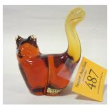MANTORP SWEDEN ART GLASS CAT, 3.25" TO TIP OF TAIL