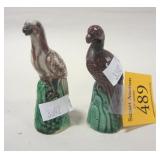 TWO VINTAGE CHINESE HANDMADE PORCELAIN BIRDS. 2.75"