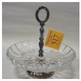 CRYSTAL AND SILVER PLATE 5" WIDE TIDBIT