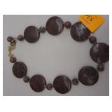 NECKLACE STONE BEADS AND DISCS THE COLOR OF MAHOGANY OBSIDIAN