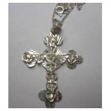 STERLING SILVER CROSS PENDANT MADE IN TURKEY. 1 5/8" TALL