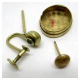 14k yellow gold - two single earrings and a watch back.  2.9 grams