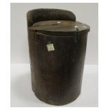 PRIMITIVE WOOD BALLOT BOX MADE FROM A LOG. 22 3/8" TALL