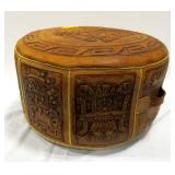 Tooled leather hassock