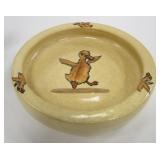 ANTIQUE WELLER POTTERY BABY DISH WITH DUCKLINGS. 7"
