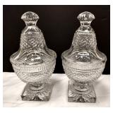 crystal lidded urns