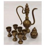 mini solid brass tea set