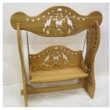 scroll work oak doll swing