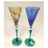 TWO KUSAK RAINBOW JUBILEE CHAMPAGNE STEMS