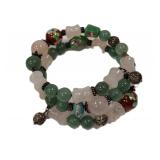 CHINA STONE BEAD COIL BRACELET WITH 925 TAG