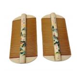 TWO CHINESE LICE COMBS.  HAND PAINTED