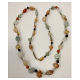MULTI POLISHED GEM STONE BEAD NECKLACE