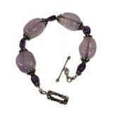 AMETHYST BRACELET WITH UNMARKED STERLING CLASP AND SPACERS