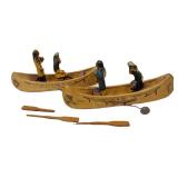 TWO OLD WOOD CANOES ATTRIBUTED TO ELASTOLIN TOYS