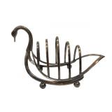 GEORGE BOWEN & SONS SILVER PLATED SWAN TOAST RACK