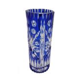 cobalt cut to clear glass vase