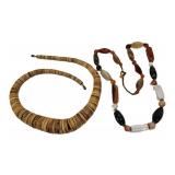 Coconut shell and stone necklaces