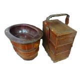 Chinese lacquered wood utility items