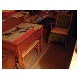 Vanity, bench and rug on top