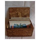 Pyrography box w/postcards