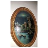 Oval Curved Glass Frame & Art