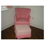 Upholstered chair and ottoman