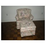 Upholstered chair and ottoman