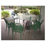 Cast iron patio furniture table and chairs