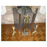 Fireplace tools and screen