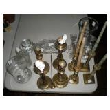 Brass and glass candle holders