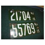 1915 New Jersey porcelain tags