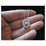 Close up of diamond pendant